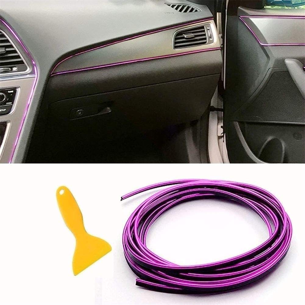 ZOOENIE 10 M Auto Innen formt Trim Strip, DIY Auto Innen Außen Trim Streifen Linie Aufkleber, 3D DIY Retrofit dekorative flexible Streifen für Auto Tür Rand Deco (Lila) von ZOOENIE