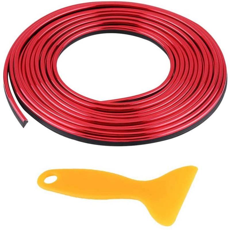 ZOOENIE 10 M Auto Innen formt Trim Strip, DIY Auto Innen Außen Trim Streifen Linie Aufkleber, 3D DIY Retrofit dekorative flexible Streifen für Auto Tür Rand Deco (Rot) von ZOOENIE