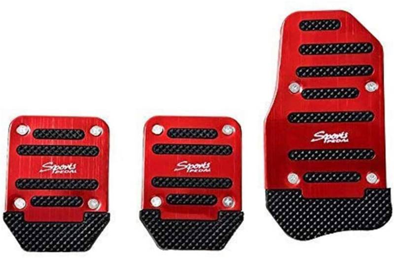 ZOOENIE 3 Stück Universal Aluminium Manuelle Übertragung Auto Nicht-slip Pedal Manuelle Auto Bremse Kupplung Accelerator Legierung Gleitschutz Fuß Pedal (Rot) von ZOOENIE