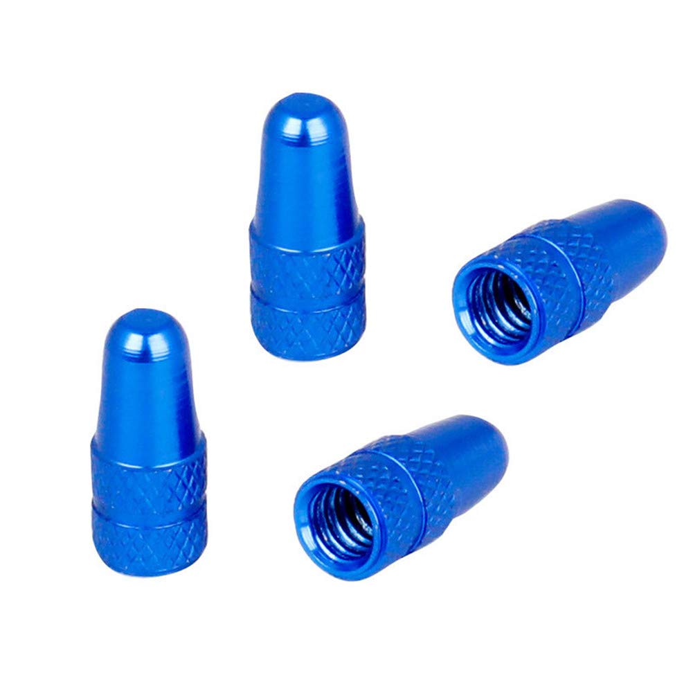 ZOOENIE 4 PCS MTB Presta Fahrrad Straße Racing farbige Metall eloxiert bearbeitet Aluminiumlegierung Reifen Französisch Stil Ventil Cap Staub Abdeckungen (Blau) von ZOOENIE