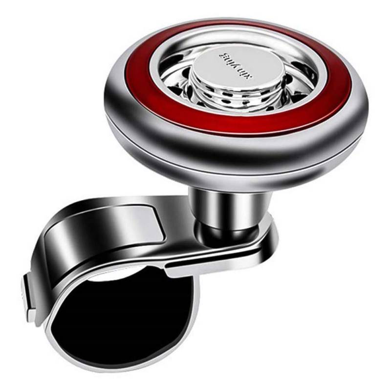 ZOOENIE Universal Auto Auto Lenkrad Spinner Knob Hilfe LKW Handsteuerung Booster Ball Griff Leistung Hilfe Ball, Lenkrad Knopf, 360 Grad Drehung (Rot) von ZOOENIE