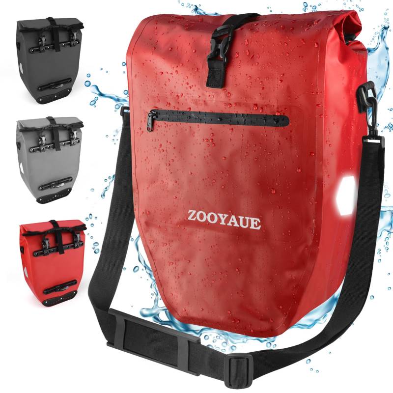 ZOOYAUE 28L Fahrradtasche für Gepäckträger, Wasserdicht Gepäckträgertasche mit Reflektoren, Fahrradtasche Umhängetasche mit Tragegriff und Schultergurt von ZOOYAUE