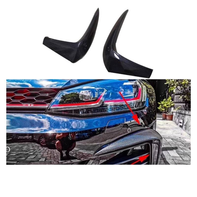 Golf 7.5 GTI Carbon Fiber Front Bumper Lip WK Splitters Wind Knife Flaps Apron Compatible With VW Golf 7.5 GTI 2018 2019 2020 von ZOQUINTAR