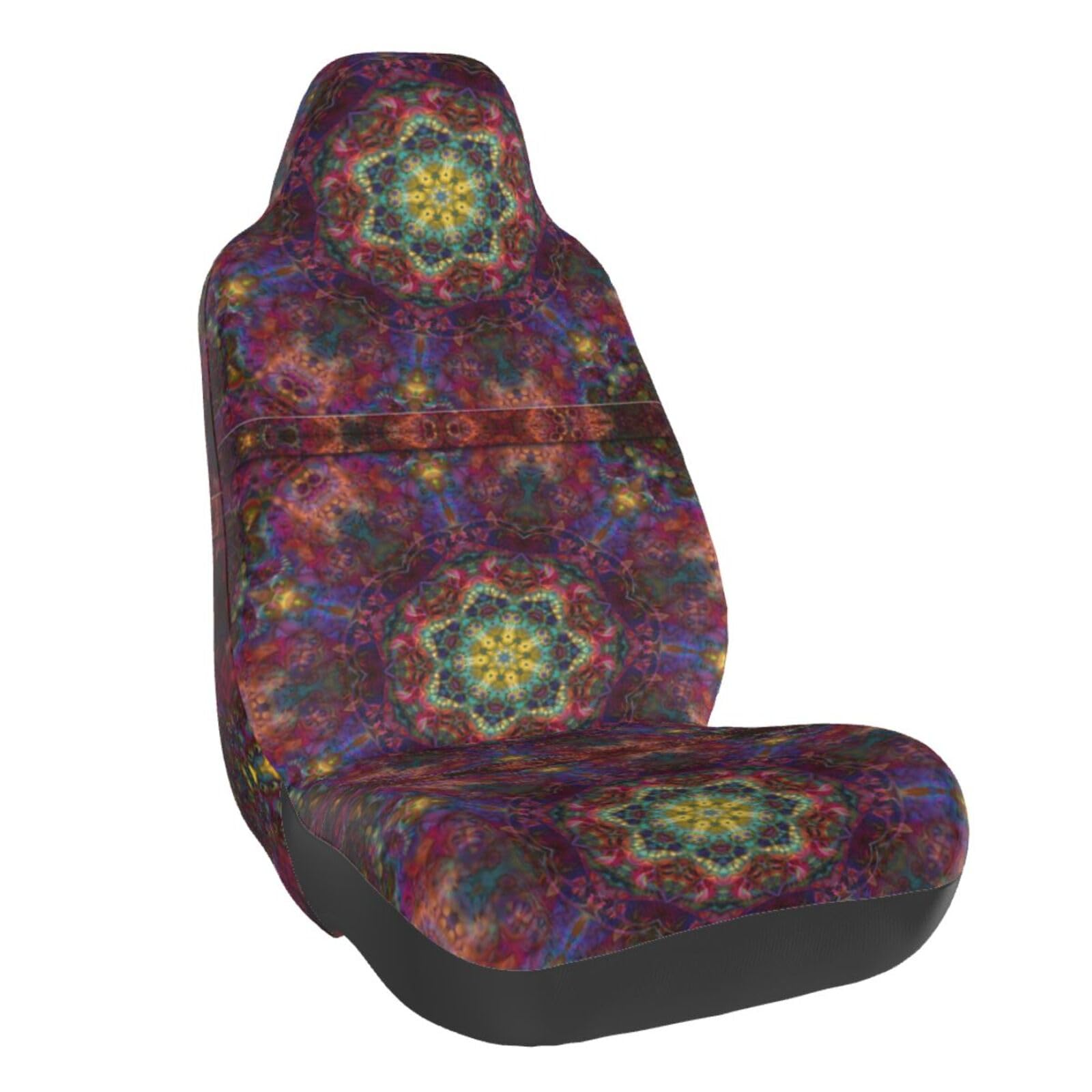 ZORIN Autositzbezug, passend für Vordersitzbezüge, dunkles psychedelisches spirituelles Mandala, 3D-Druck, Autozubehör, Innenausstattung/Kissen, Sitzschutz, universell, passend für die meisten Autos, von ZORIN