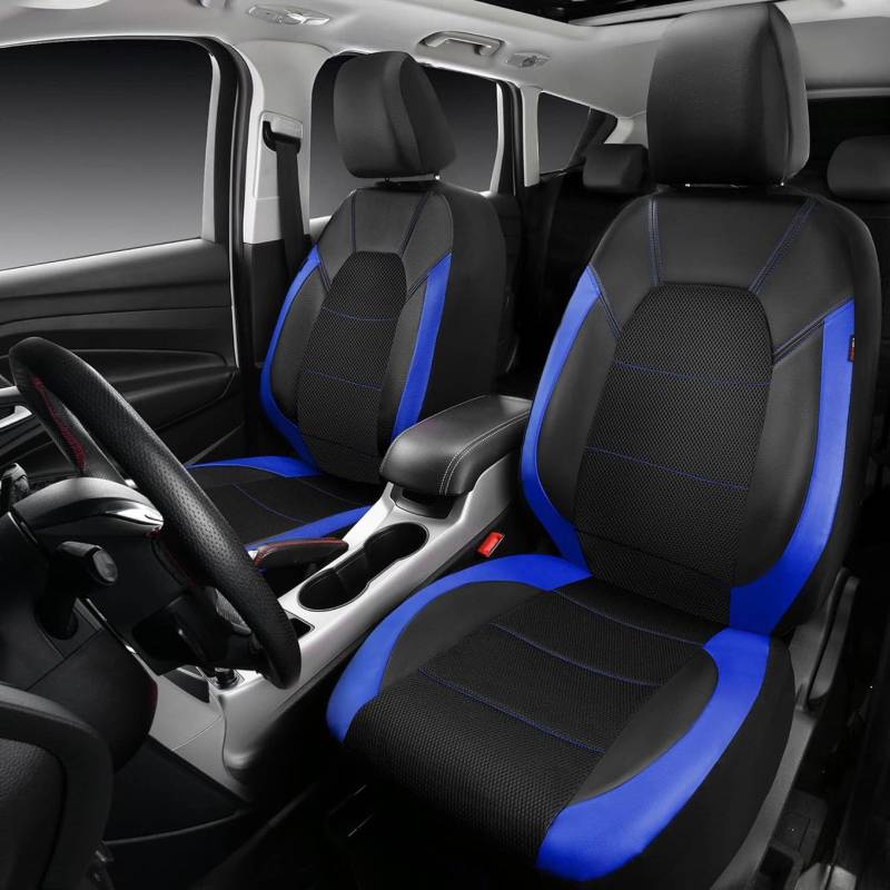 ZORZA Leder Autositzbezüge Set für Hyundai Accent Getz i10 i20 i30 CW i40 Sitzbezuge Komfortabler Innenraum Zubehör(Color:BLAU) von ZORZA