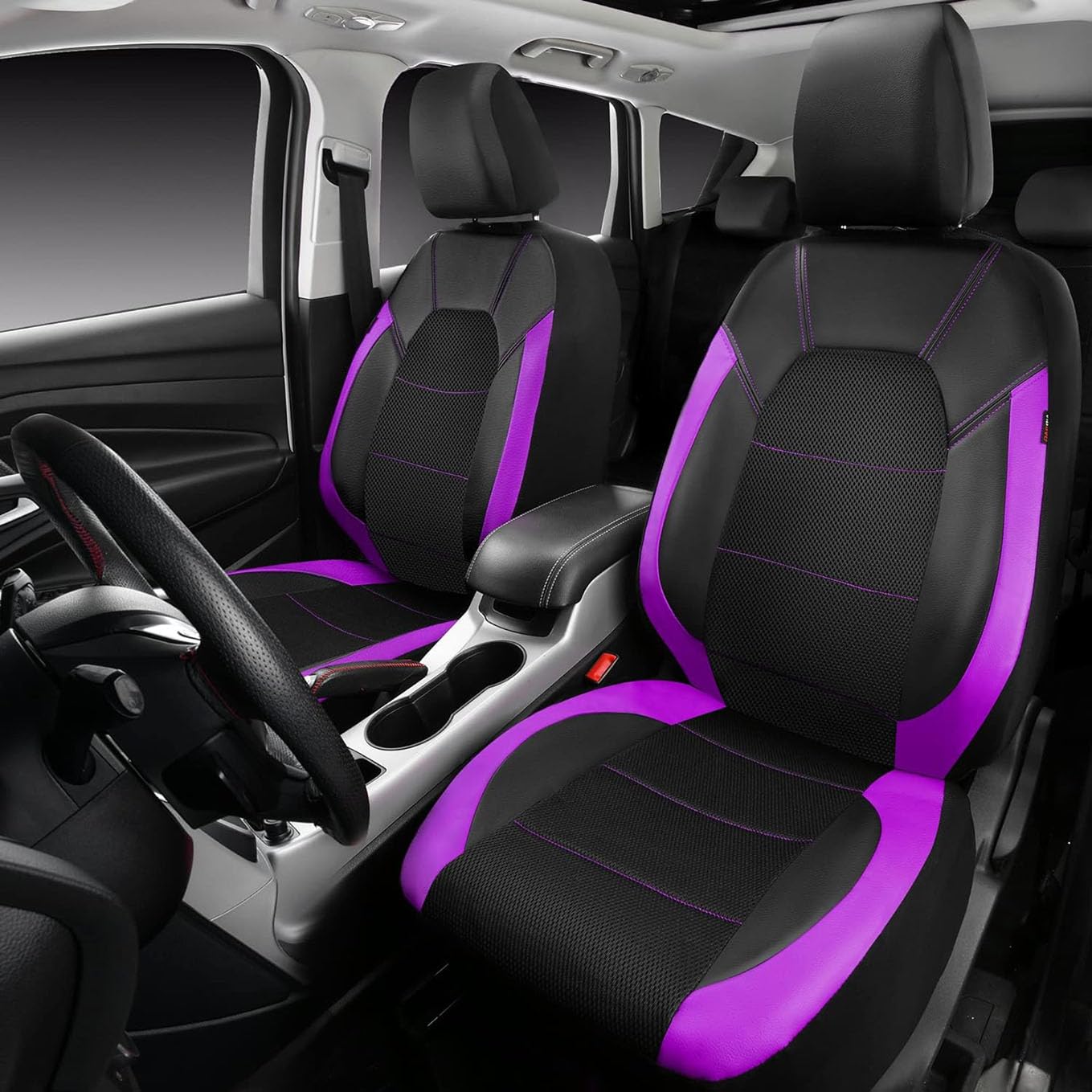 ZORZA Leder Autositzbezüge Set für Hyundai Accent Getz i10 i20 i30 CW i40 Sitzbezuge Komfortabler Innenraum Zubehör(Color:LILA) von ZORZA