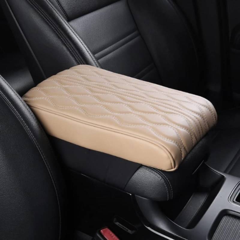 ZOSONET Armlehnenbox aus Gedächtnisschaum für Fahrzeuge - Leather Car Armrest Box Pad, Universal Auto Armlehnen Auflage, Auto Mittelkonsole Pad, Mittelkonsole Abdeckung, Dicke 5cm (Beige) von ZOSONET