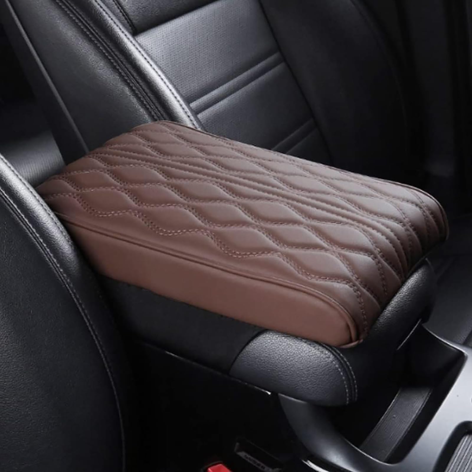 Armlehnenbox aus Gedächtnisschaum für Fahrzeuge - Leather Car Armrest Box Pad, Universal Auto Armlehnen Auflage, Auto Mittelkonsole Pad, Mittelkonsole Abdeckung, Dicke 5cm (Kaffee) von Vozoor