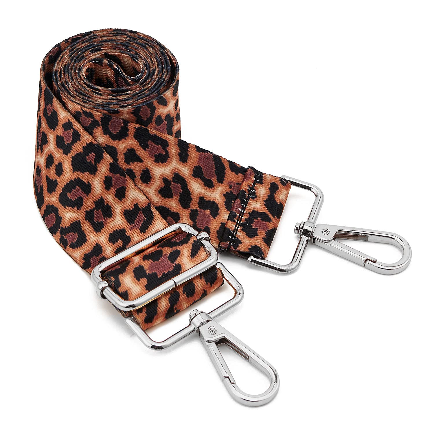 Silberne Schnalle Breiter Schultergurt längenverstellbarer Tragegurt Verstellbarer Ersatzgürtel Crossbody Canvas Tasche Handtasche((3.5CM) Leopard1) von ZOUIQSS