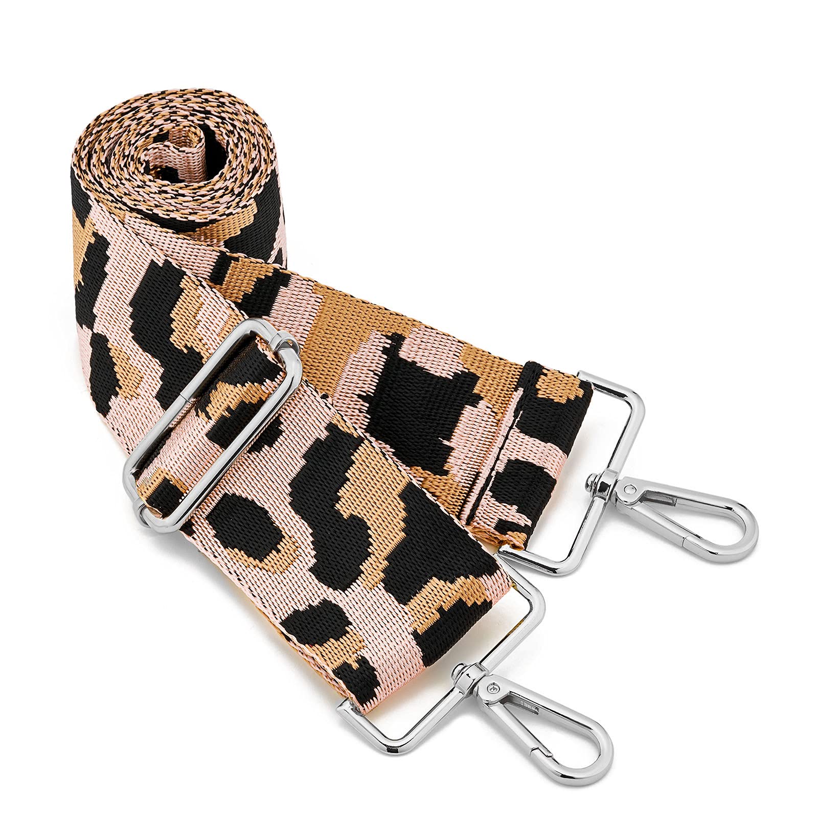 Silberne Schnalle Breiter Schultergurt längenverstellbarer Tragegurt Verstellbarer Ersatzgürtel Crossbody Canvas Tasche Handtasche((5CM) Leopard8) von ZOUIQSS