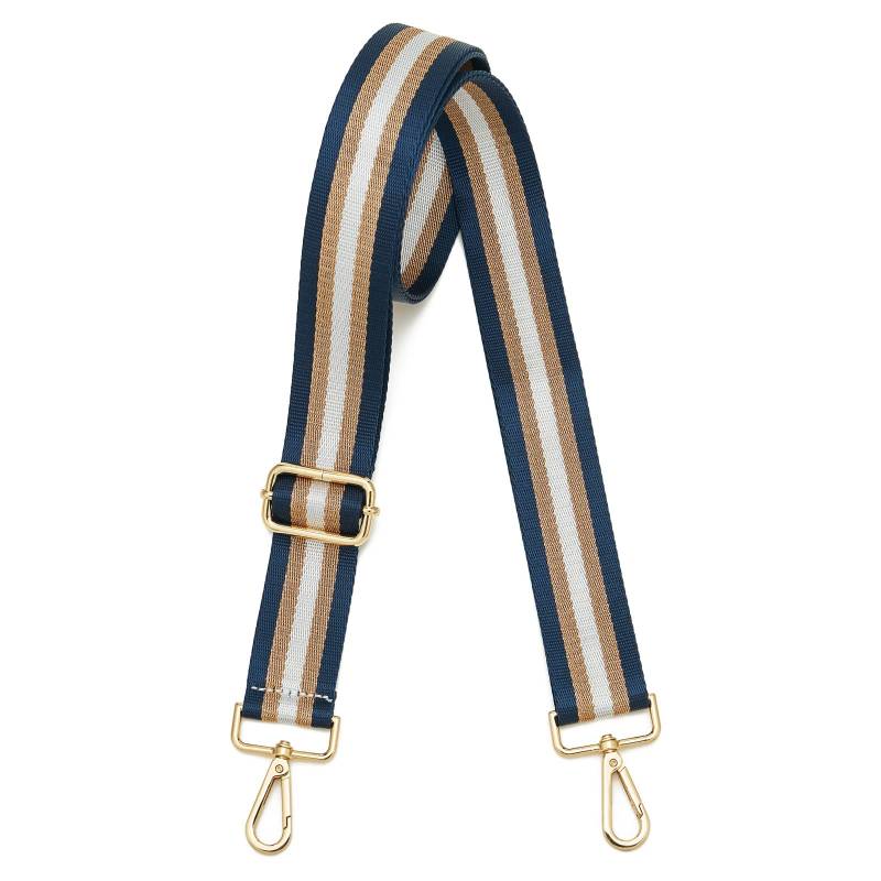 ZOUIQSS Damen Goldfarbene Bunter Schultergurt längenverstellbarer breiter Tragegurt Schultergurt für Handtaschen 3.8cm breit 73-125cm-Schultergurt für Handtaschen((3,5 cm) Blaugold) von ZOUIQSS