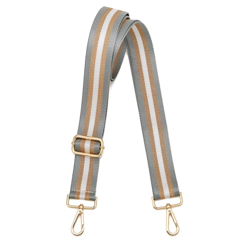 ZOUIQSS Damen Goldfarbene Bunter Schultergurt längenverstellbarer breiter Tragegurt Schultergurt für Handtaschen 3.8cm breit 73-125cm-Schultergurt für Handtaschen((3,5 cm) Graugold) von ZOUIQSS