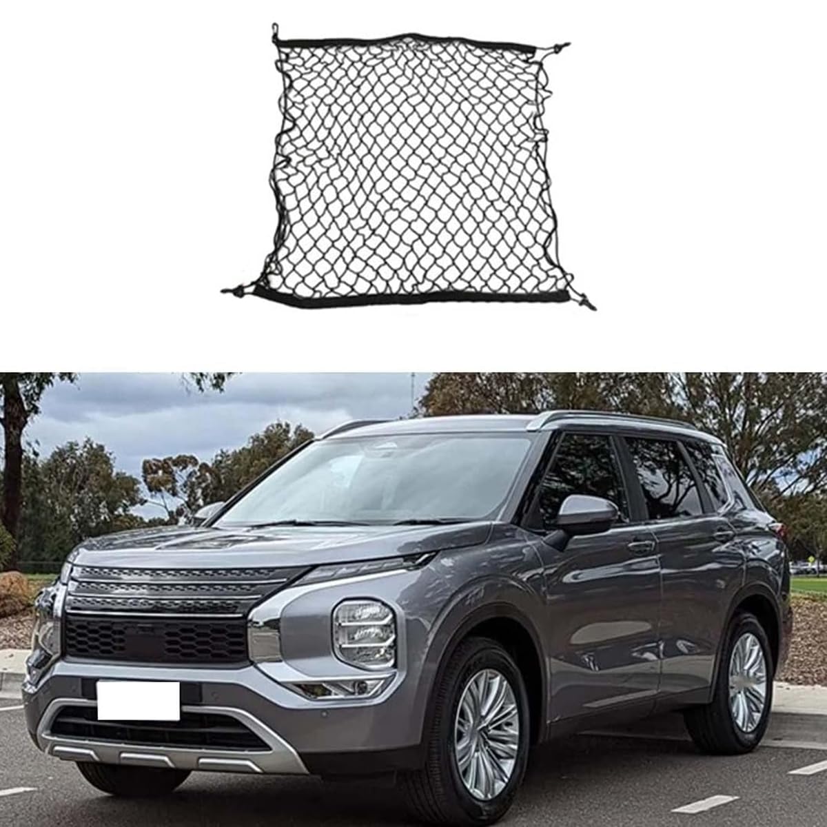 Auto Kofferraumnetz Gepäcknetz für Mitsubishi Outlander PHEV MK4 IV 2022 2023 2024, Einstellbar Elastisches Cargo Mesh Netz Gepäck Autozubehör von ZOXIN