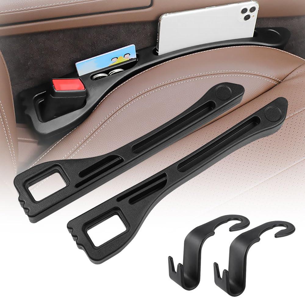 ZOYDP 2 Stück Autositz Lückenfüller, Car Seat Gap Filler, Auto Lückenfüller mit 2 Stück Auto Lagerung Haken, verhindert das Herunterfallen von Gegenständen für Auto Universal Geeignet von ZOYDP