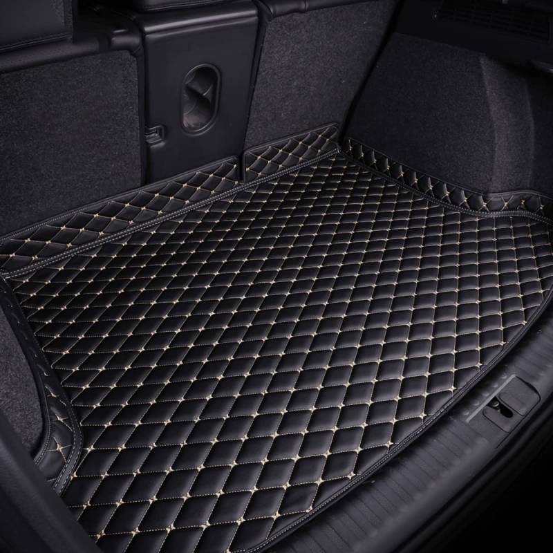 Auto Kofferraummatten für Mercedes Benz GLS 450 6 7 Seats X167 2020-2023 2024 2025, Leder rutschfest Kofferraumwanne Wasserdicht Kofferraum Schutzmatte Kratzfest Zubehör,Black+beige Plus von ZQQKX