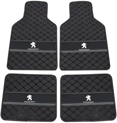 Auto Leder Fußmatten für Peugeot 307 2004-2013, Allwetter Wasserdicht rutschfeste Abriebfest Bodenmatten Set Teppiche Schutz Zubehör,Black von ZQQKX