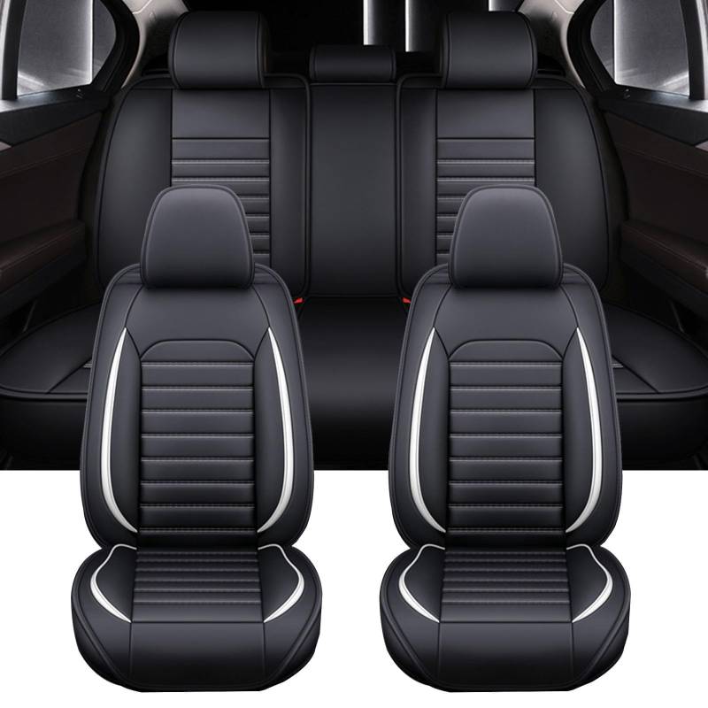 Universal Seat Cover Complete Set Kompatibel mit Peugeot 5008 2017-2022 Car Seat Covers Airbag Suitable Waterproof Leather Car Seat Cover Seasons 5-Seater,D von ZQWZY