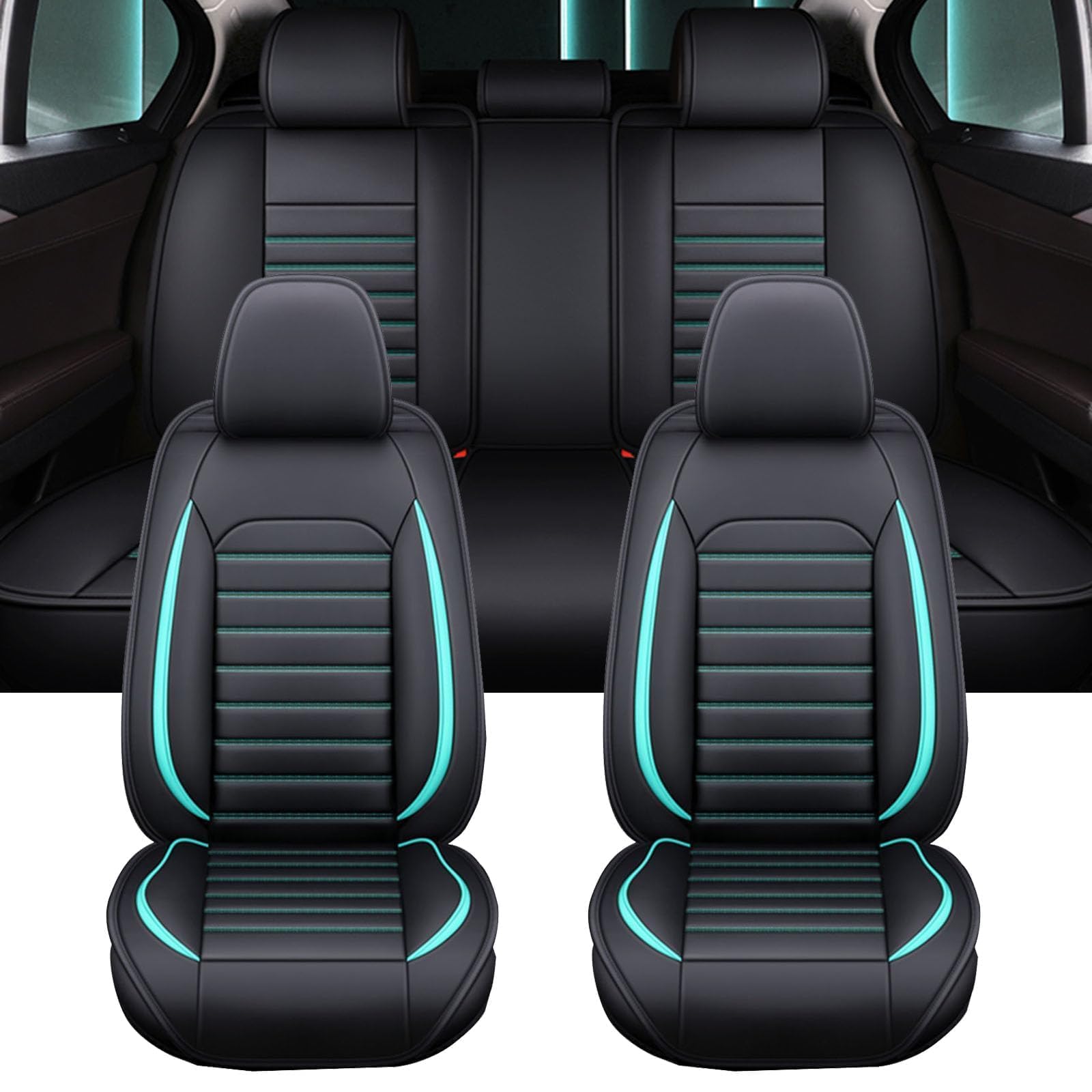 ZQWZY Universal Seat Cover Complete Set Kompatibel mit Hyundai Tucson 2020-2023 Car Seat Covers Airbag Suitable Waterproof Leather Car Seat Cover Seasons 5-Seater,A von ZQWZY