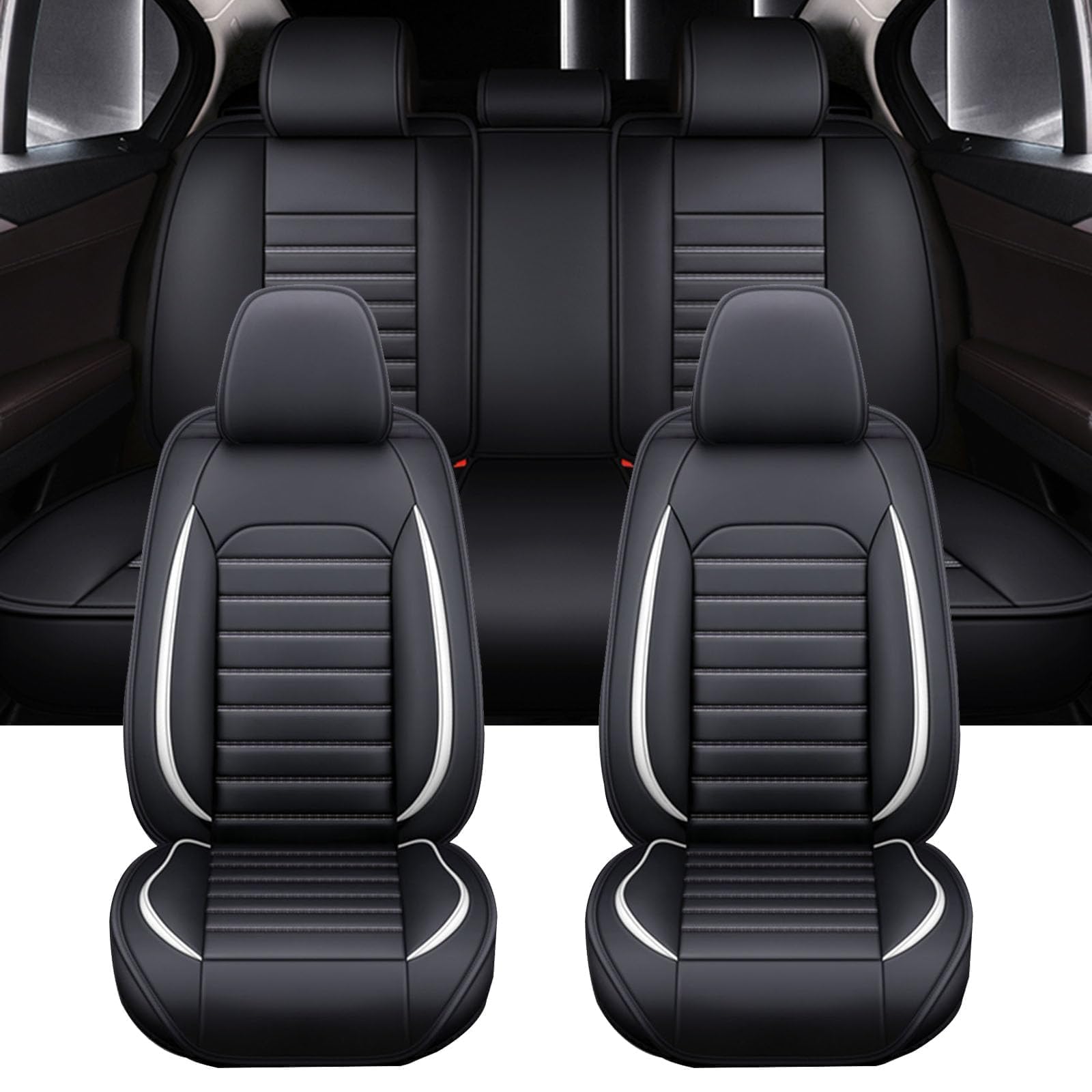 ZQWZY Universal Seat Cover Complete Set Kompatibel mit KIA NIRO EV 2019-2024 Car Seat Covers Airbag Suitable Waterproof Leather Car Seat Cover Seasons 5-Seater,D von ZQWZY