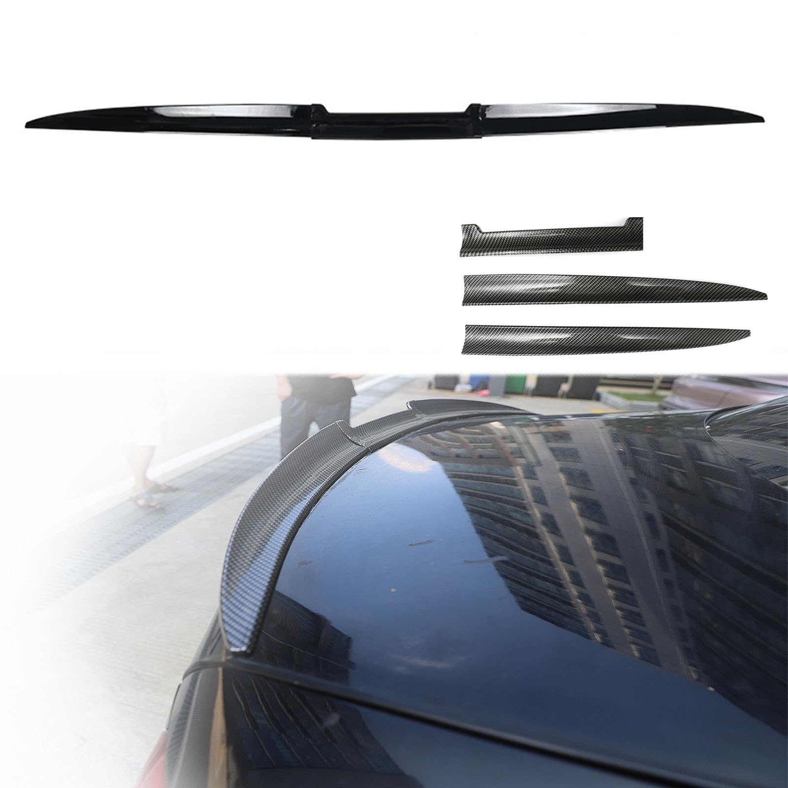 (3PCS) Heckspoilerlippe für Kofferraum Heckspoiler, Kompatibel mit Bao Jun 630 GP50 2011-2014, Heckspoiler Splitter Rear Spoiler Lip Rear Wing Boot Roof,A Glossy Black von ZRBQBBH