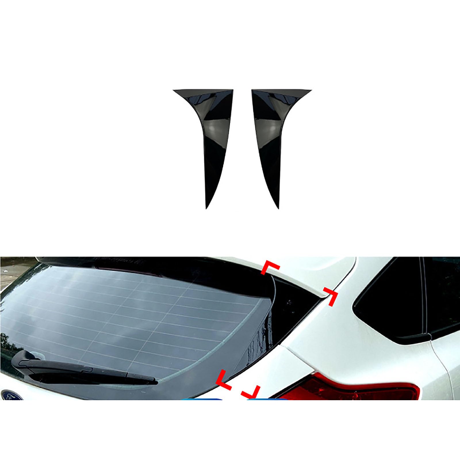 Paar Heckscheiben-Seitenspoiler, Fenstersplitter-Spoiler, Kompatibel mit Ford Focus Hatchback 2015-2018 von ZRBQBBH