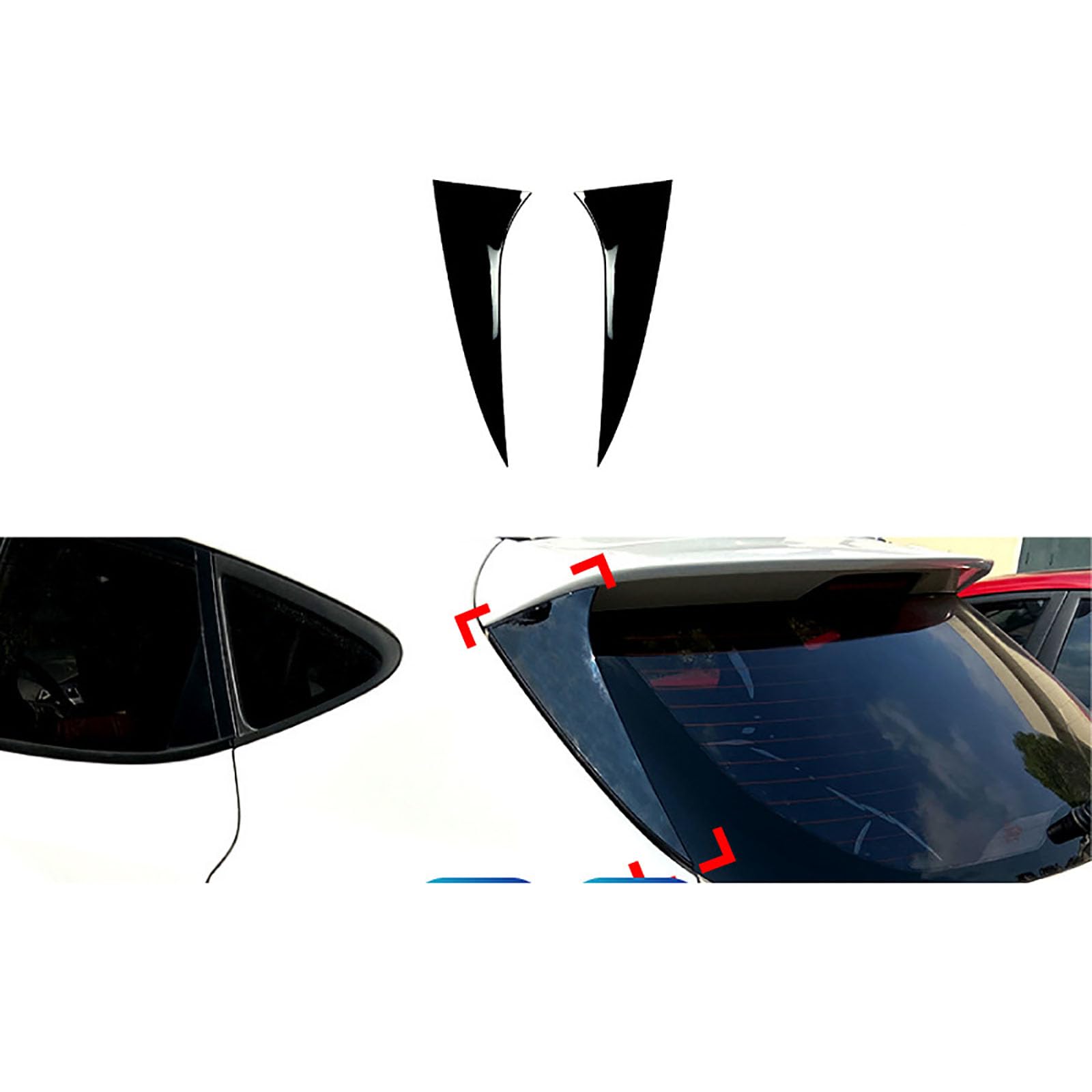 Paar Heckscheiben-Seitenspoiler, Fenstersplitter-Spoiler, Kompatibel mit Hyundai ix35 2010-2017 von ZRBQBBH