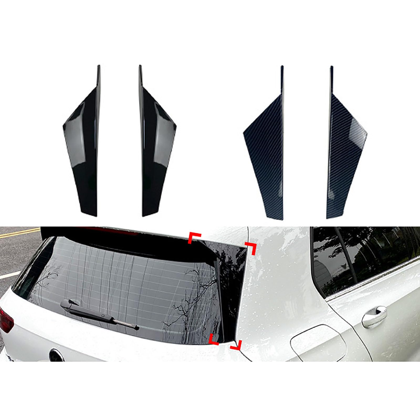 Paar Heckscheiben-Seitenspoiler, Fenstersplitter-Spoiler, Kompatibel mit VW Golf 8 MK8 2020+,Carbon Look von ZRBQBBH