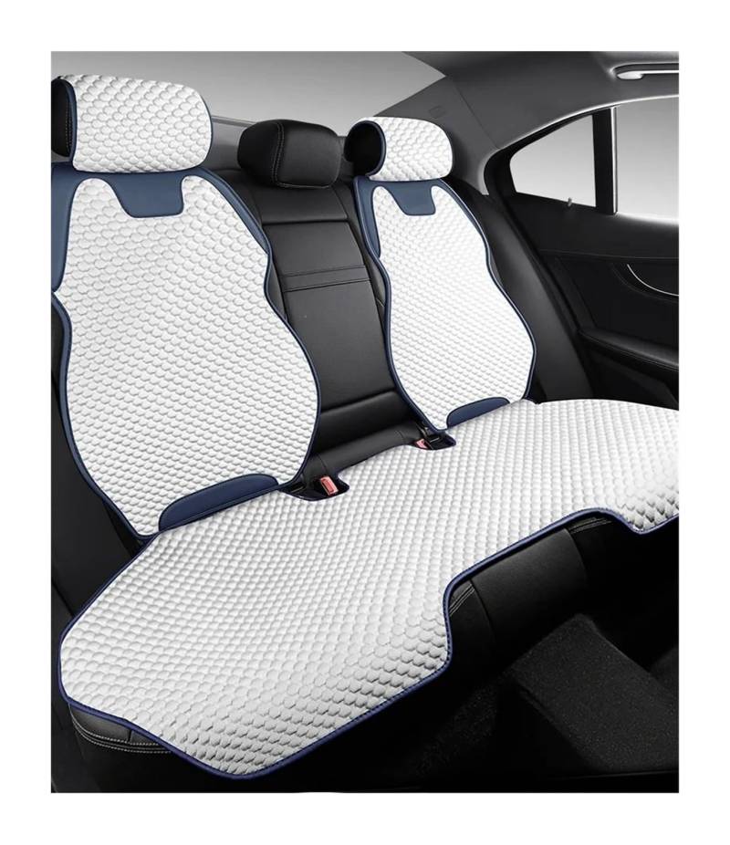 ZRHYRG Auto Sitzbezug Autositzbezug aus Eisseide, ultradünn, kühlend, atmungsaktiv, rutschfeste Matte, belüftet, geteilter Autostuhl-Schutzbezug Auto-Schonbezüge(1 Rear seat white1) von ZRHYRG