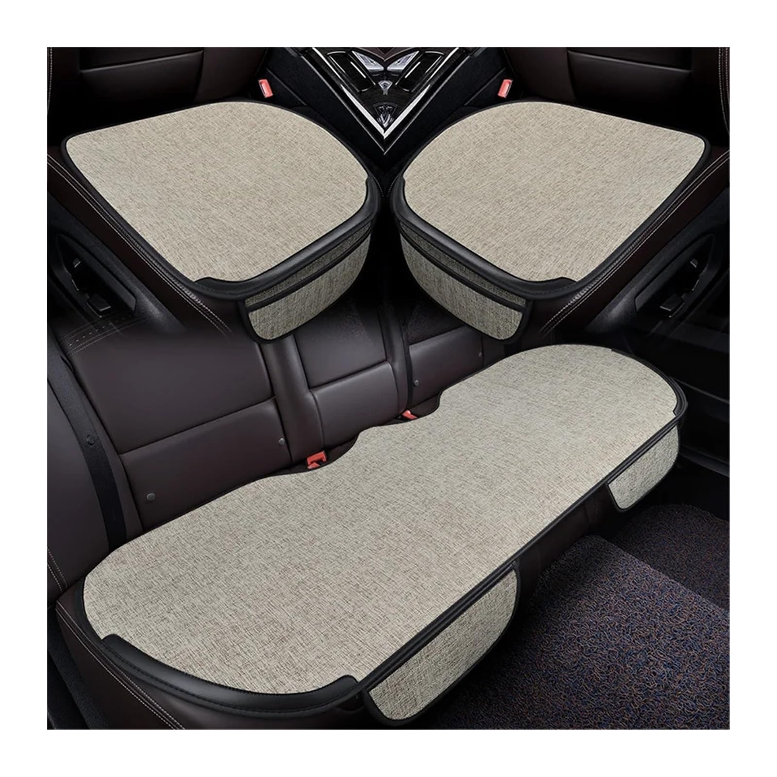 ZRHYRG Auto Sitzbezug Autositzbezug vorne hinten, komplettes Set, wählen Sie Autositzkissen, Leinenstoff, Sitzpolsterschutz, Auto-Innenausstattung Auto-Schonbezüge(3pcs beige) von ZRHYRG