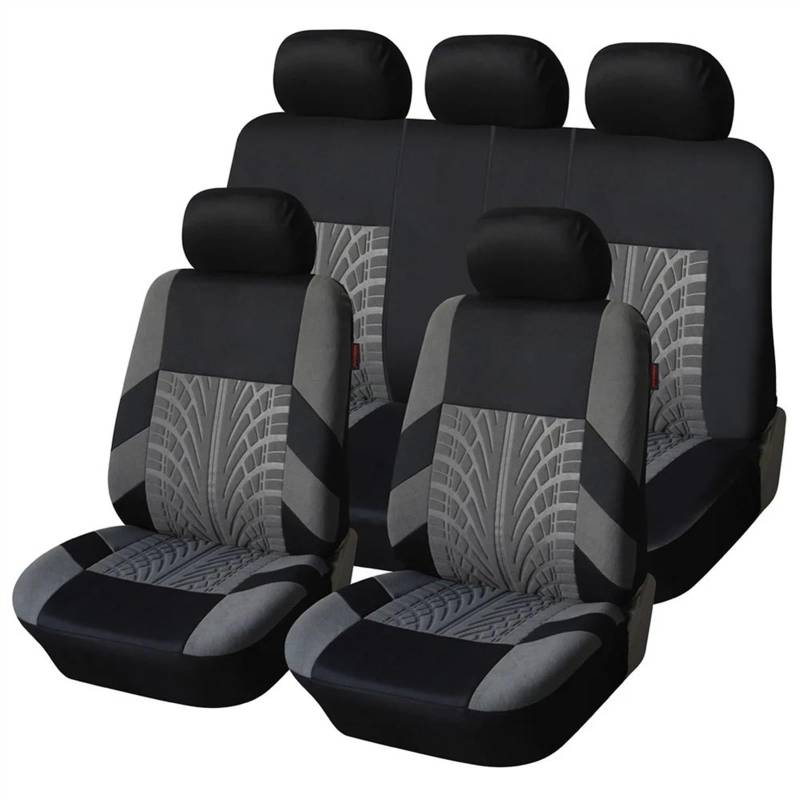 ZRHYRG Auto Sitzbezug Besticktes Autositzbezug-Set, universell passend für die meisten Autos, Bezüge mit Reifenspur-Detail, Styling-Autositzschutz Auto-Schonbezüge(Gray Full Set) von ZRHYRG