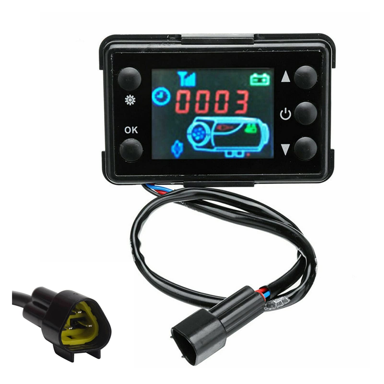 ZRTRUKPKQ 1. 2V / 24V LCD Display Thermostat Monitor Switch + Fernbedienung Zubehör for 5kw / 8kw Auto Heizung Parkplatz Dieselhitzer Parkheizungssätze(Black Digital Switch) von ZRTRUKPKQ