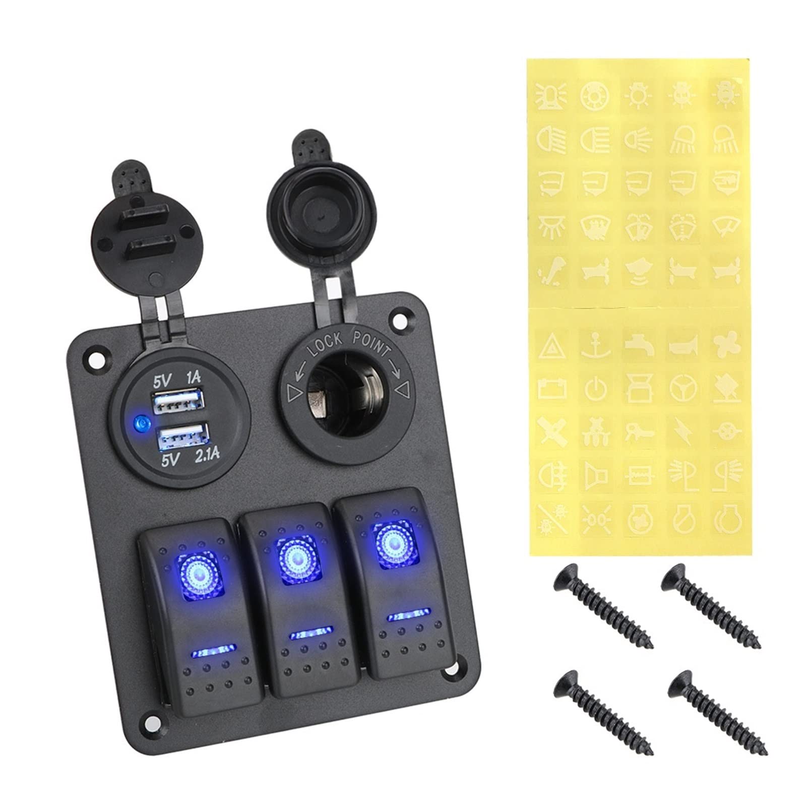 ZRTRUKPKQ For Bootswagenschalter-Panel wasserdicht 2/3 Gang 12~24V Schaltungssteuerung Digital-Voltmeter Dual USB Port-Outlet-Kombination. Aufzugsschalter für den Kfz-Innenraum(3 and 2 A Type) von ZRTRUKPKQ