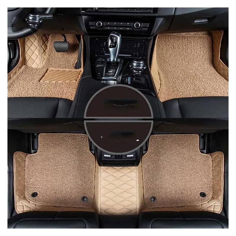 Autoteppich Auto-Fußmatten Für A3 8V Für Sportback 2013-2018 Wasserdichter Teppich Anti-Schmutz-Pad Luxus-Ledermatte Komplettes Set Autozubehör Automatten(Double Layer beige) von ZSKSJHSJ