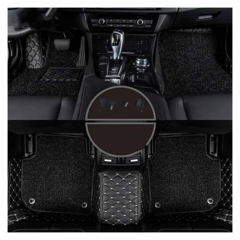 Autoteppich Vollumschließende Individuelle Leder-Autofußmatten Für Citroen Für DS7 2017-2024 Autoinnenausstattung Automatten(Double Layer Black) von ZSKSJHSJ