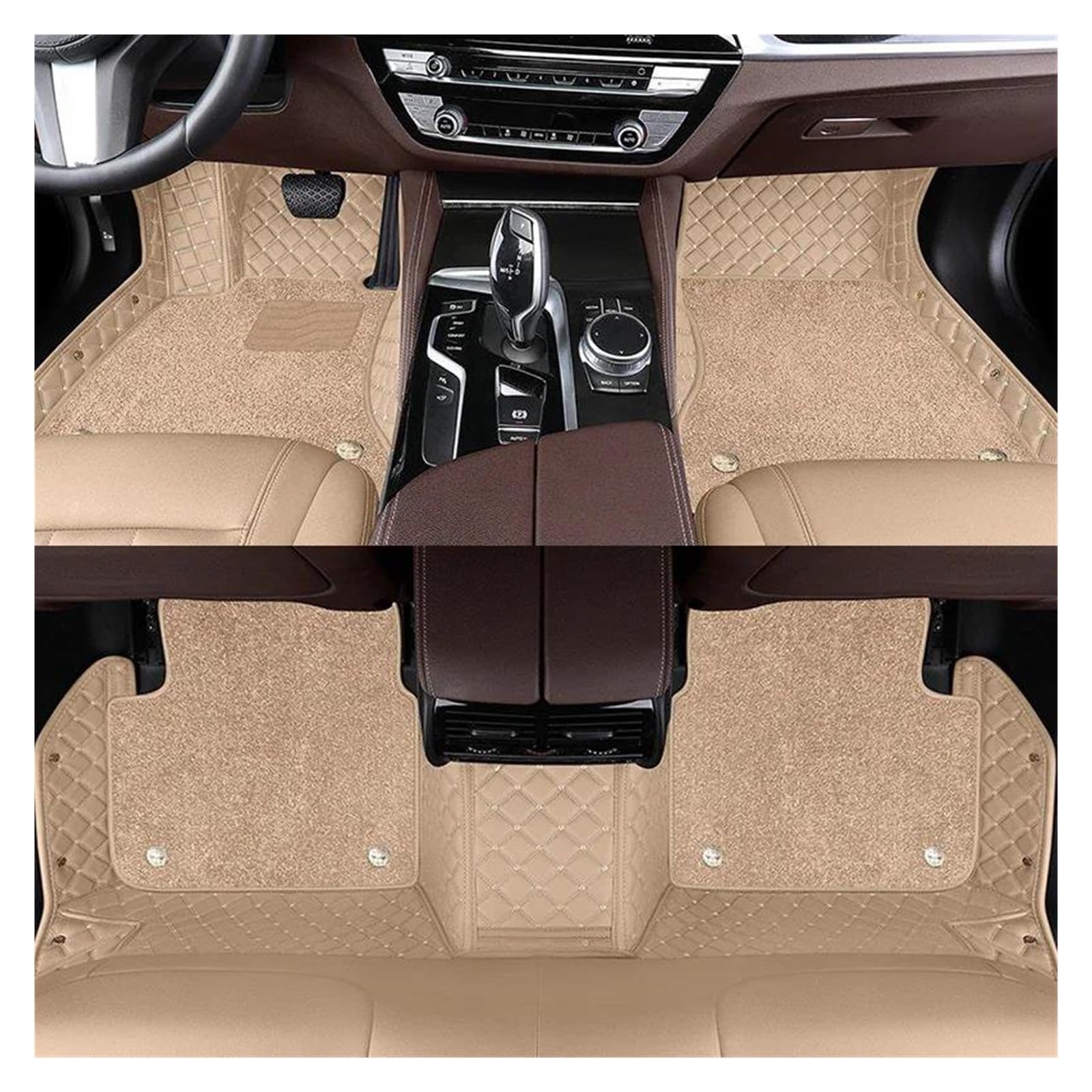 Autoteppich Zweischichtige Auto-Fußmatten Für X3 F25 2011 2012 2013 2014 2015 2016 2017 Auto-Innenausstattung Automatten(Beige) von ZSKSJHSJ