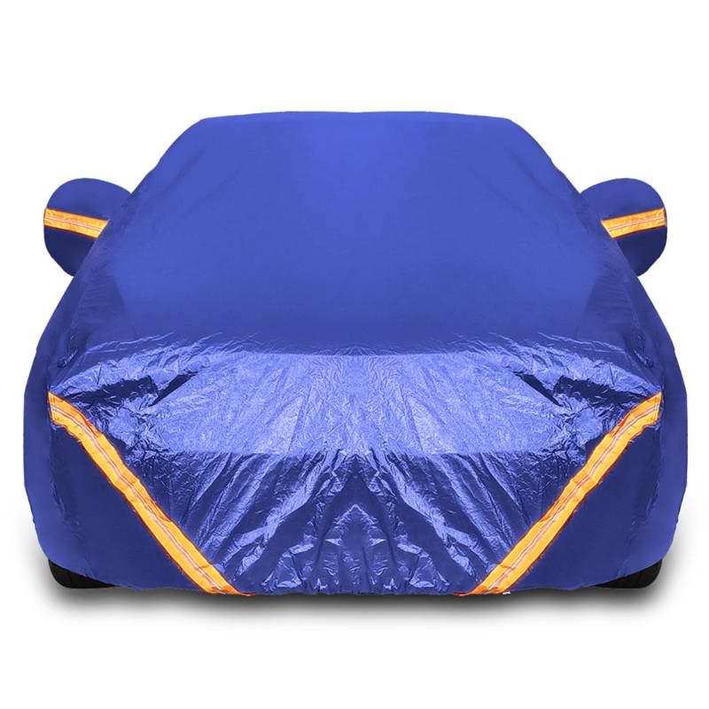 Autoabdeckung Für Ford Focus Sedan, Vollgarage Für Den Außenbereich, Allwetter-Autoabdeckung Mit Türreißverschluss, Wasserdicht, Winddicht, Schneefest ZSMFCD(Blue,with Cotton) von ZSMFCD