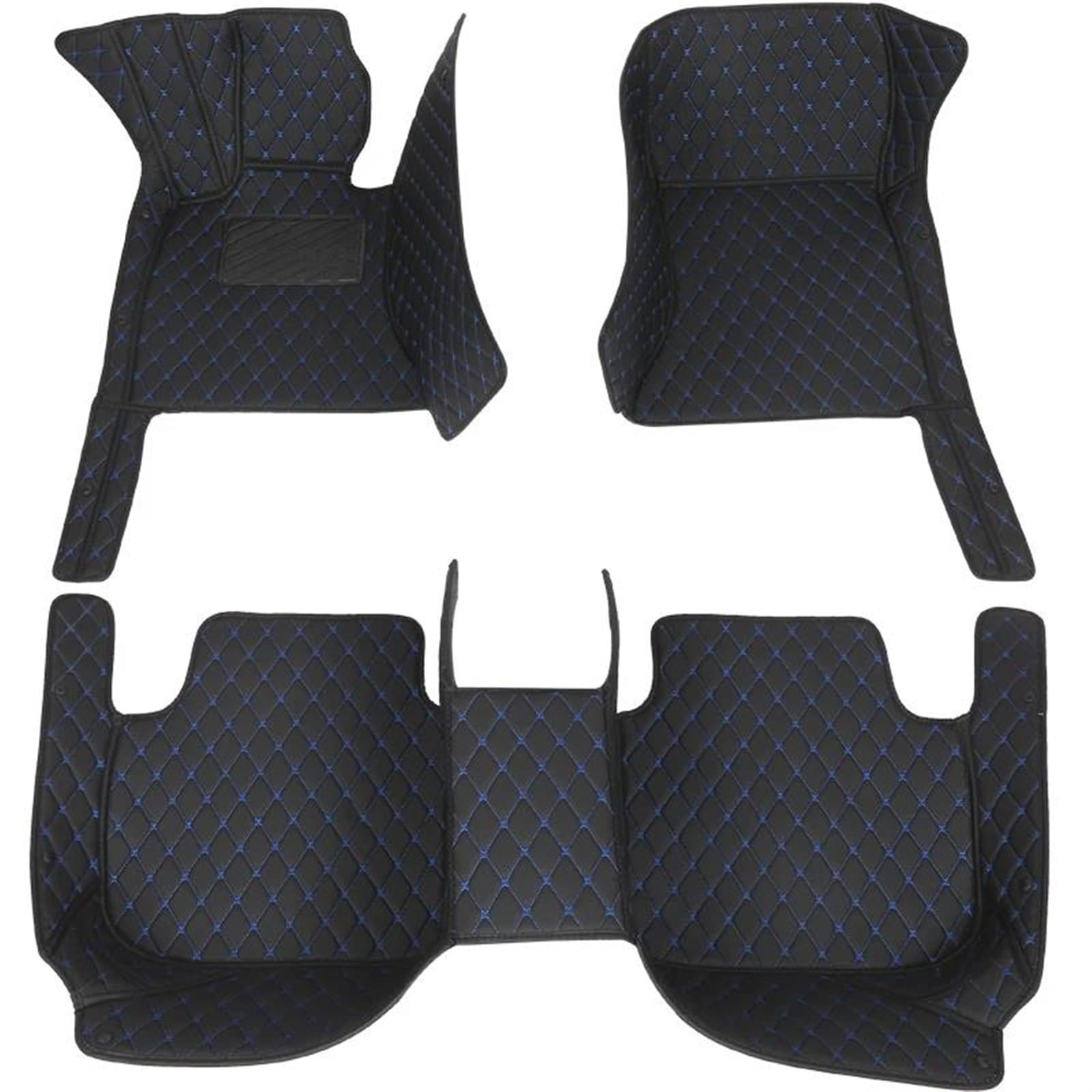 Auto Fußmatten 3D-Fußmatten aus PU-Leder für Citroen C4 (2-TÜRER) 2006 2007 2008 2009 2010 2011 Innenausstattung Automatten Gummimatten(Schwarz Blau) von ZSQWRFRG