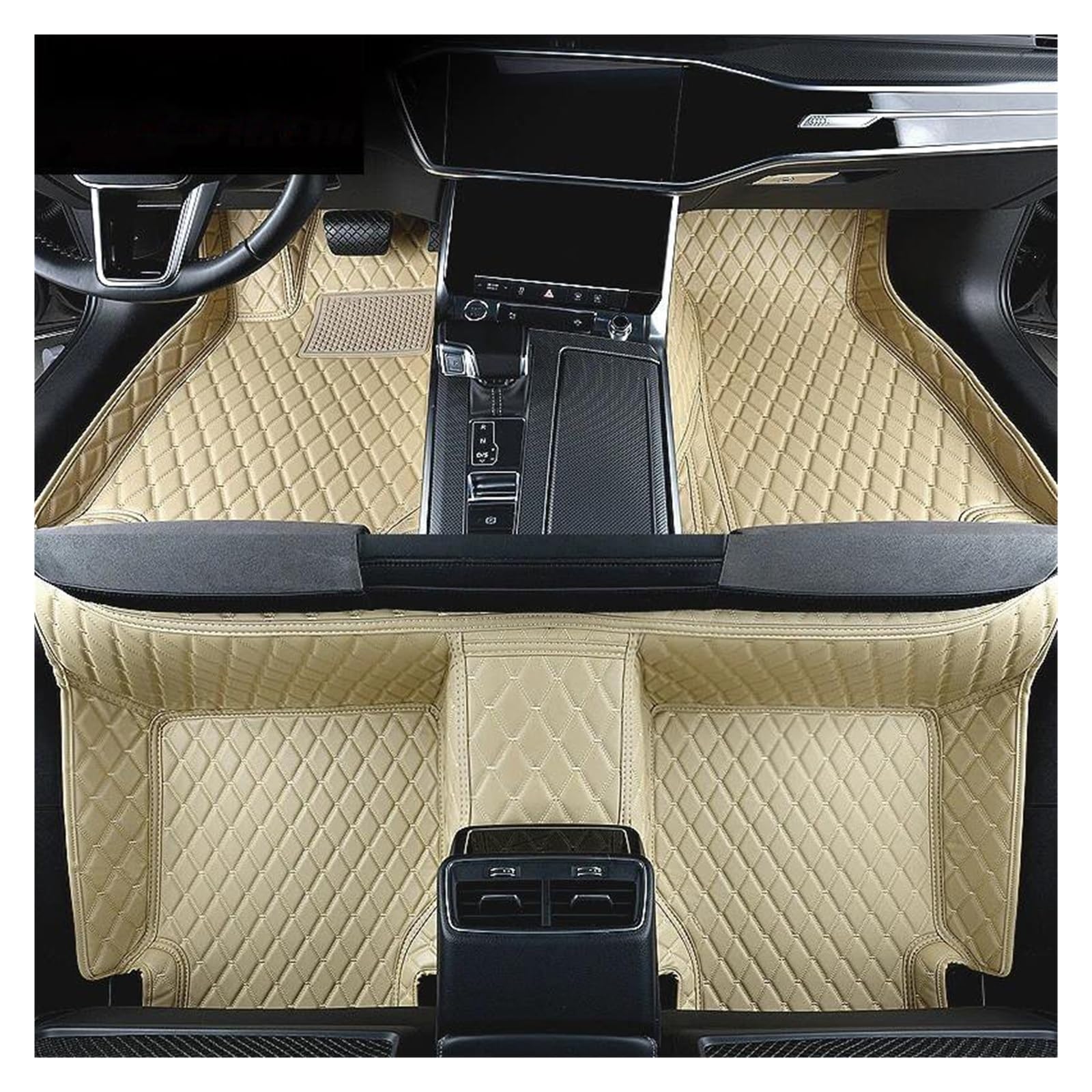 Auto Fußmatten Maßgeschneiderte 3D-Auto-Fußmatten für Q7 7 Sitz 2006-2023 Innenausstattung Geeignet Gummimatten(Beige) von ZSQWRFRG