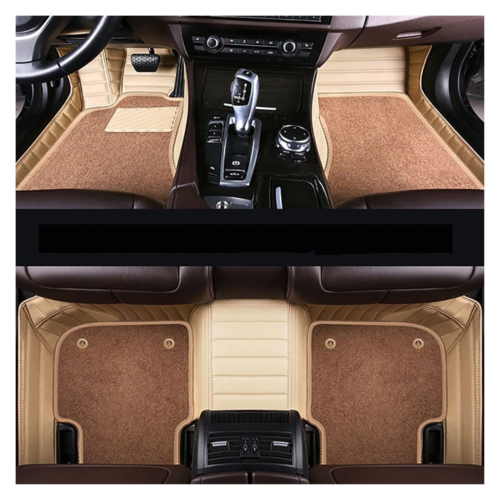 Fußmatten Automatten Auto-Bodenmatte Für VW Für Polo Für Passat B5 6 Für Golf Für Tiguan Für Jetta Für Touran Für Touareg ID4 Autofußmatten(Beige-beige Coffee) von ZSQWRFRG