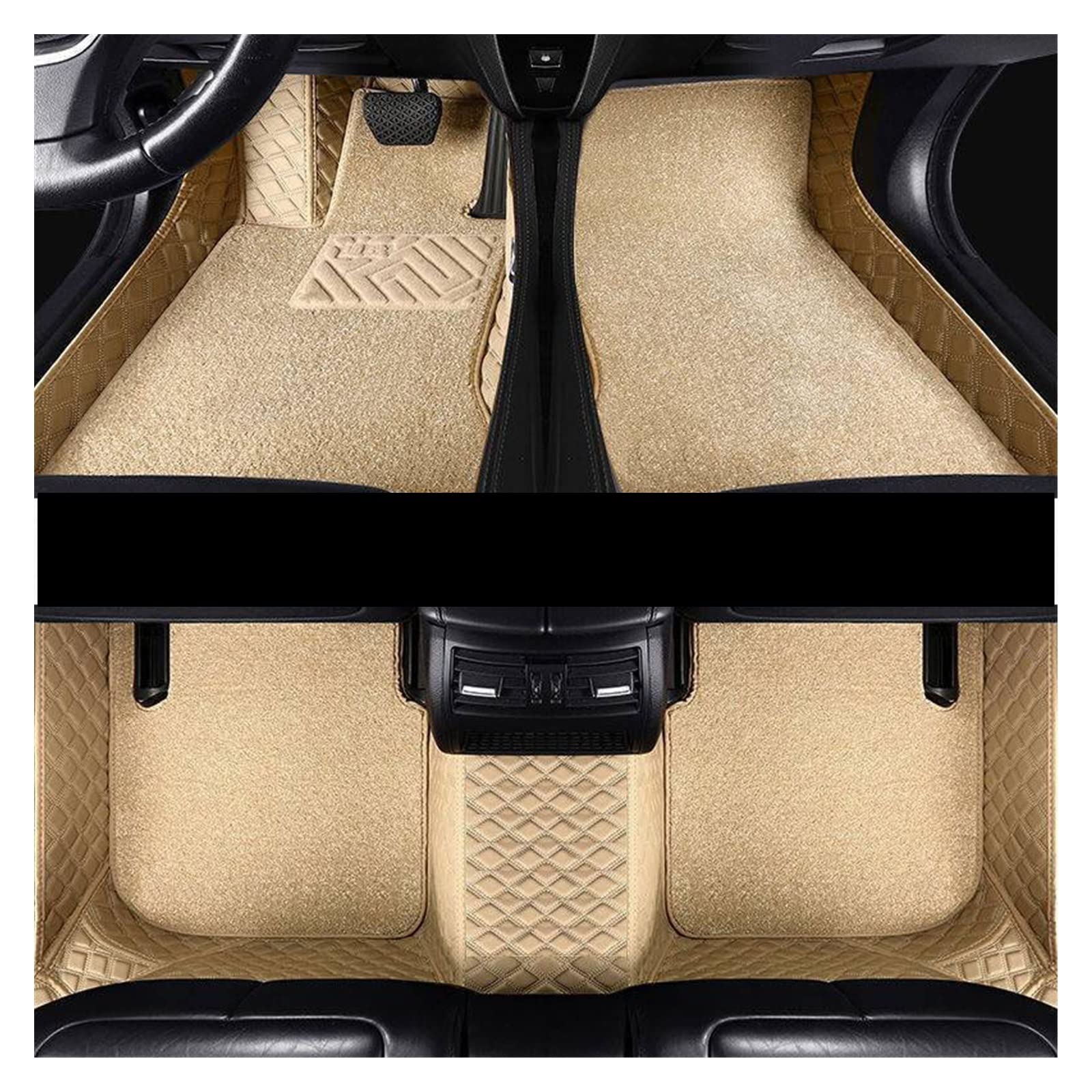 Fußmatten Automatten Auto-Fußmatten Für Hyundai Für Creta Für IX25 2019 2018 2017 2016 2015 2014 Autoinnenausstattung Leder Wasserdicht Autofußmatten(Beige Double) von ZSQWRFRG