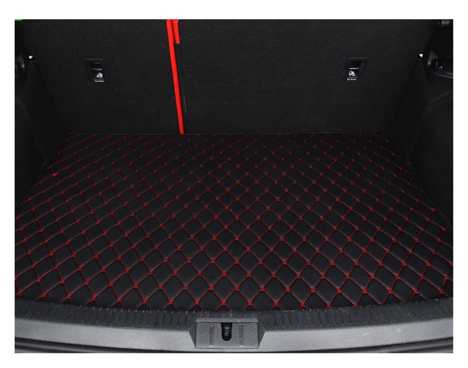 Fußmatten Automatten Auto-Fußmatten Für Jeep Für Grand Für Cherokee WK WK2 2011-2018 2012 Custom Auto Foot Pads Automobile Carpet Cover Interior Zubehör Autofußmatten(Trunk-BK-RED) von ZSQWRFRG