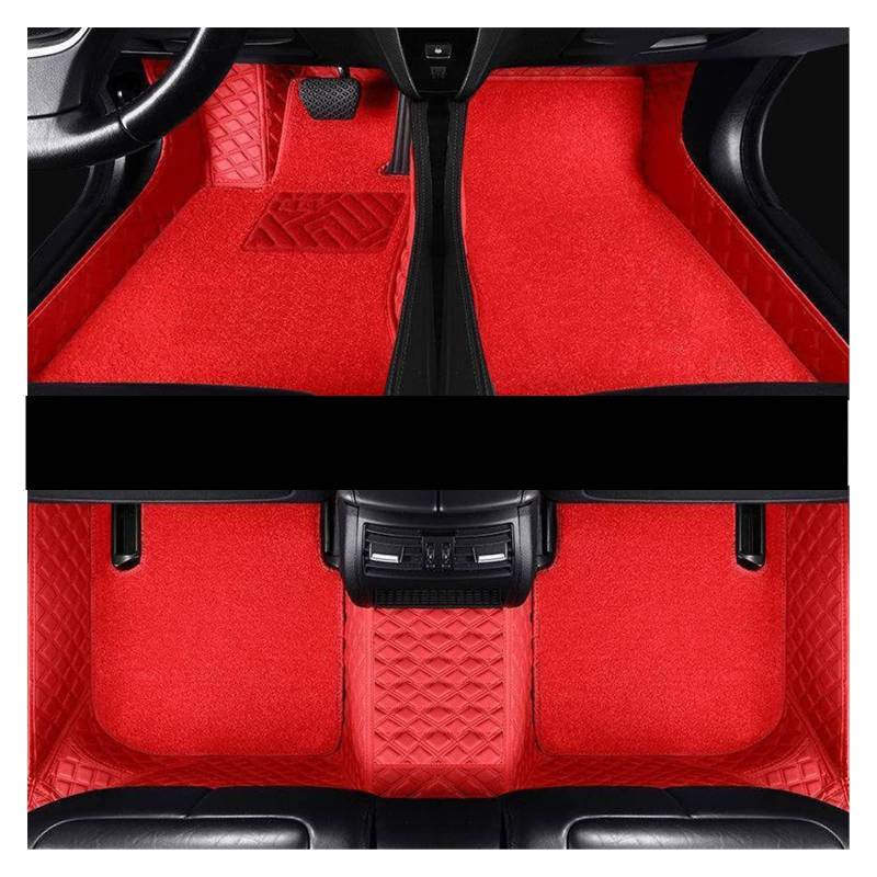 Fußmatten Automatten Auto-Fußmatten Für Kia Für NIRO 2017 Teppiche wasserdichte Teppiche Custom Floor Liner Leder Auto Styling Abdeckungen Autofußmatten(Red Double) von ZSQWRFRG