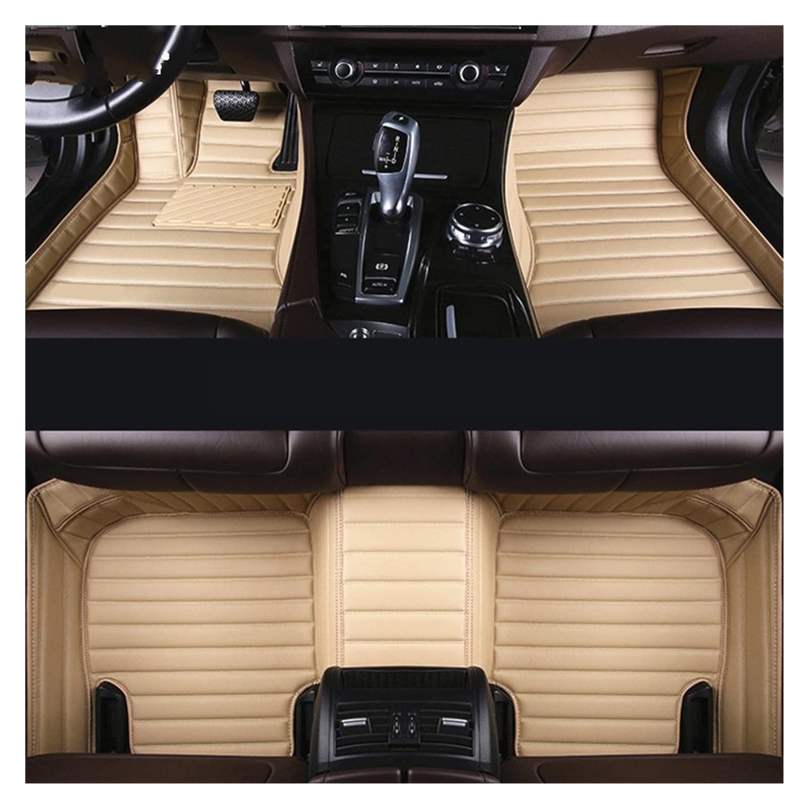 Fußmatten Automatten Auto-Fußmatten-Set Für VW Für Golf 7 2014–2020, Wasserdichtes Zubehör, Auto-Innenteppiche Autofußmatten(Beige) von ZSQWRFRG