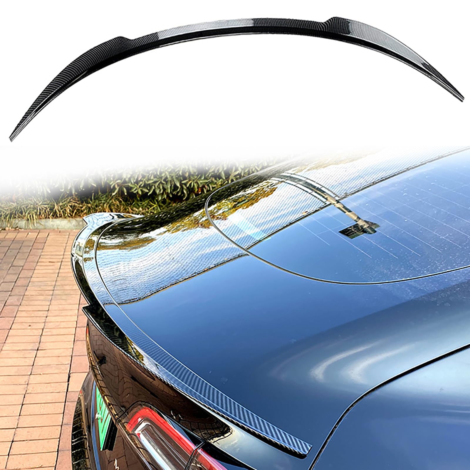 ABS Auto Heckspoiler für Tesla Model 3, Hinten Spoiler Spoilerlippe Performance Tuning Lippe Wing Styling Modification Zubehör,Carbon Fiber look von ZSWZDQ