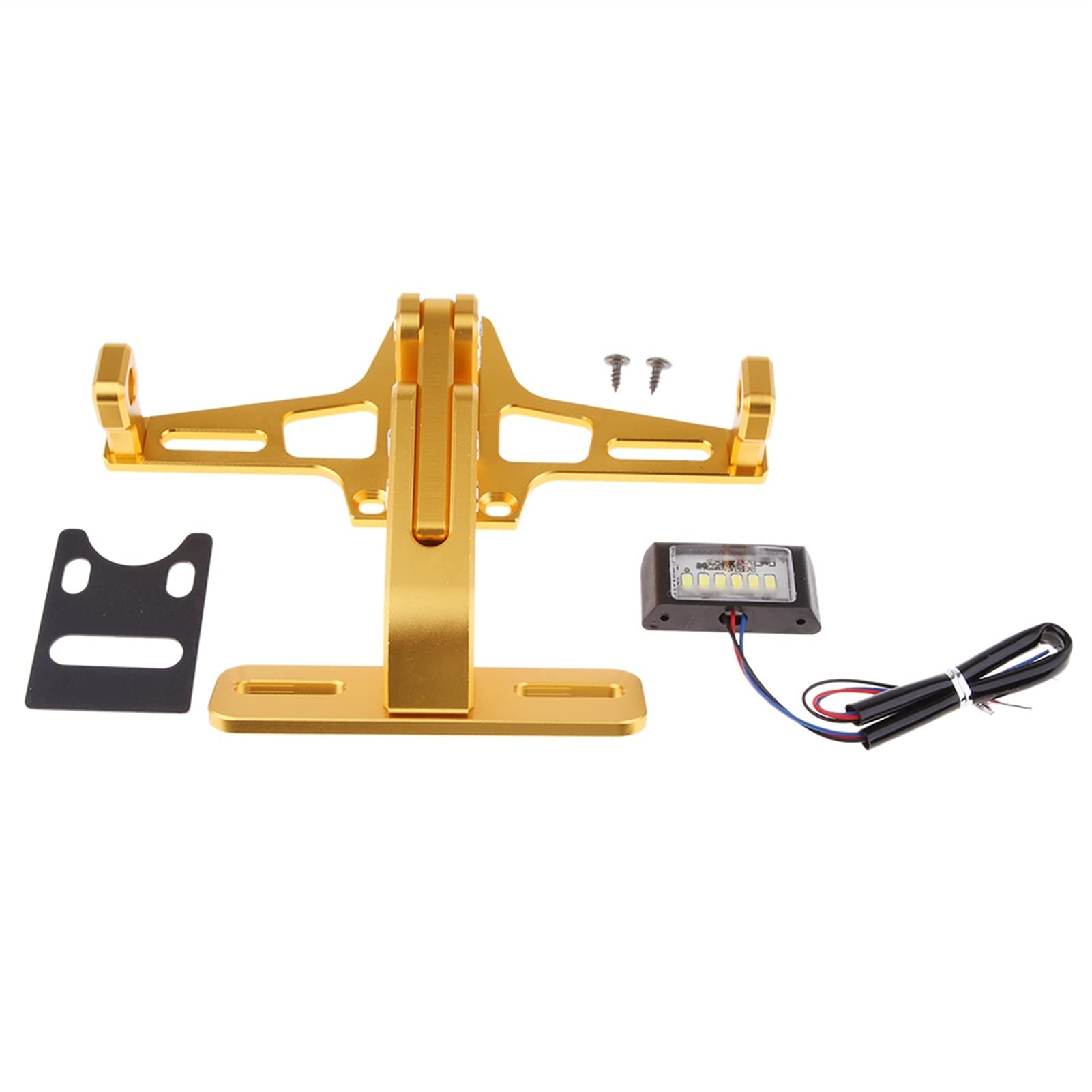 Kennzeichenhalter Motorrad,Nummernschildhalter Mot Motorrad CNC Aluminium Einstellbare Lizenznummer Plate Frame Halter Halterung - Gold von ZSXPBZL