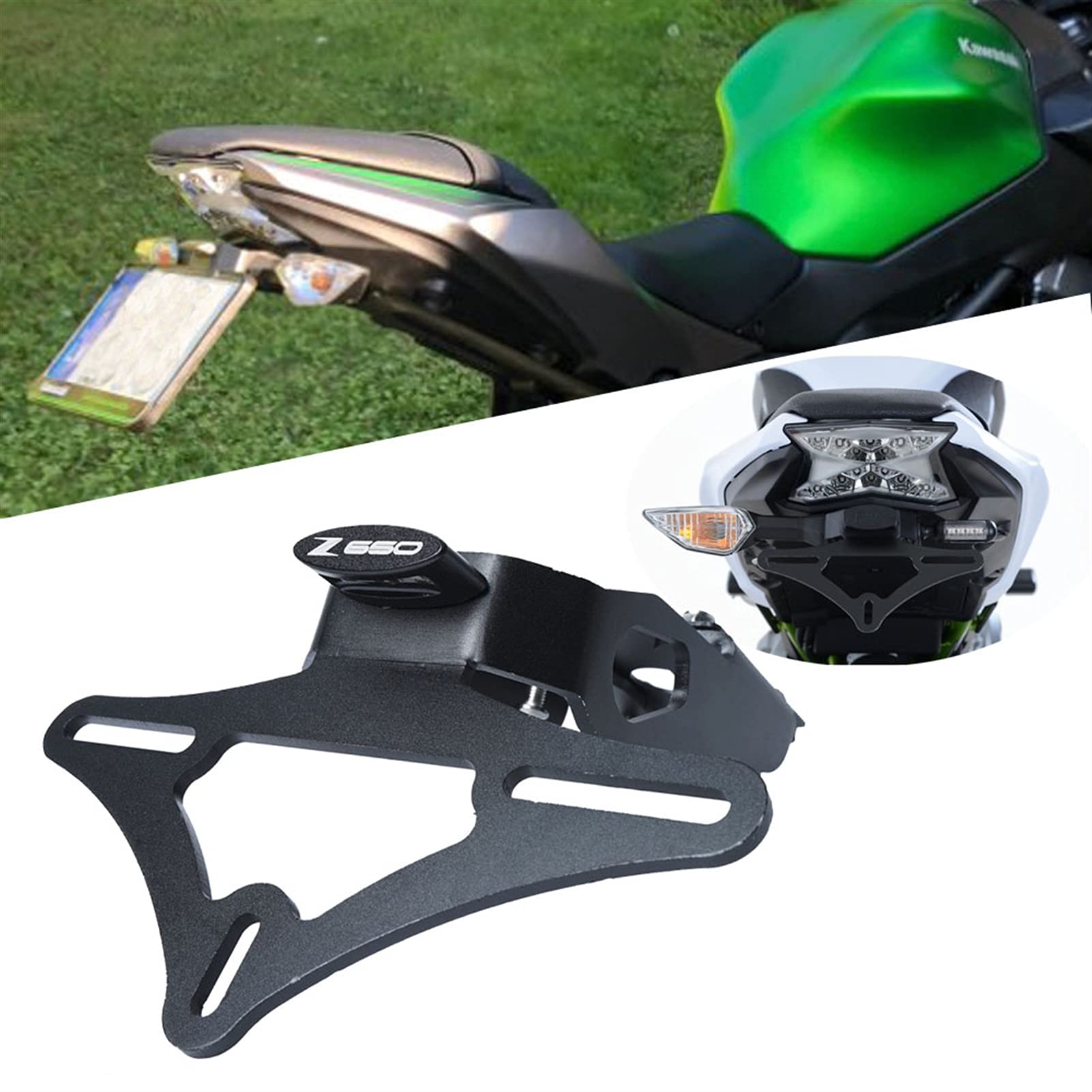 Kennzeichenhalter Motorrad,Nummernschildhalter Mot Motorrad-Kennzeichenhalter Heckklappe Tidy Fender-Eliminator für Kawasaki Z650 Ninja650 2017 2018 2019 2020(A) von ZSXPBZL