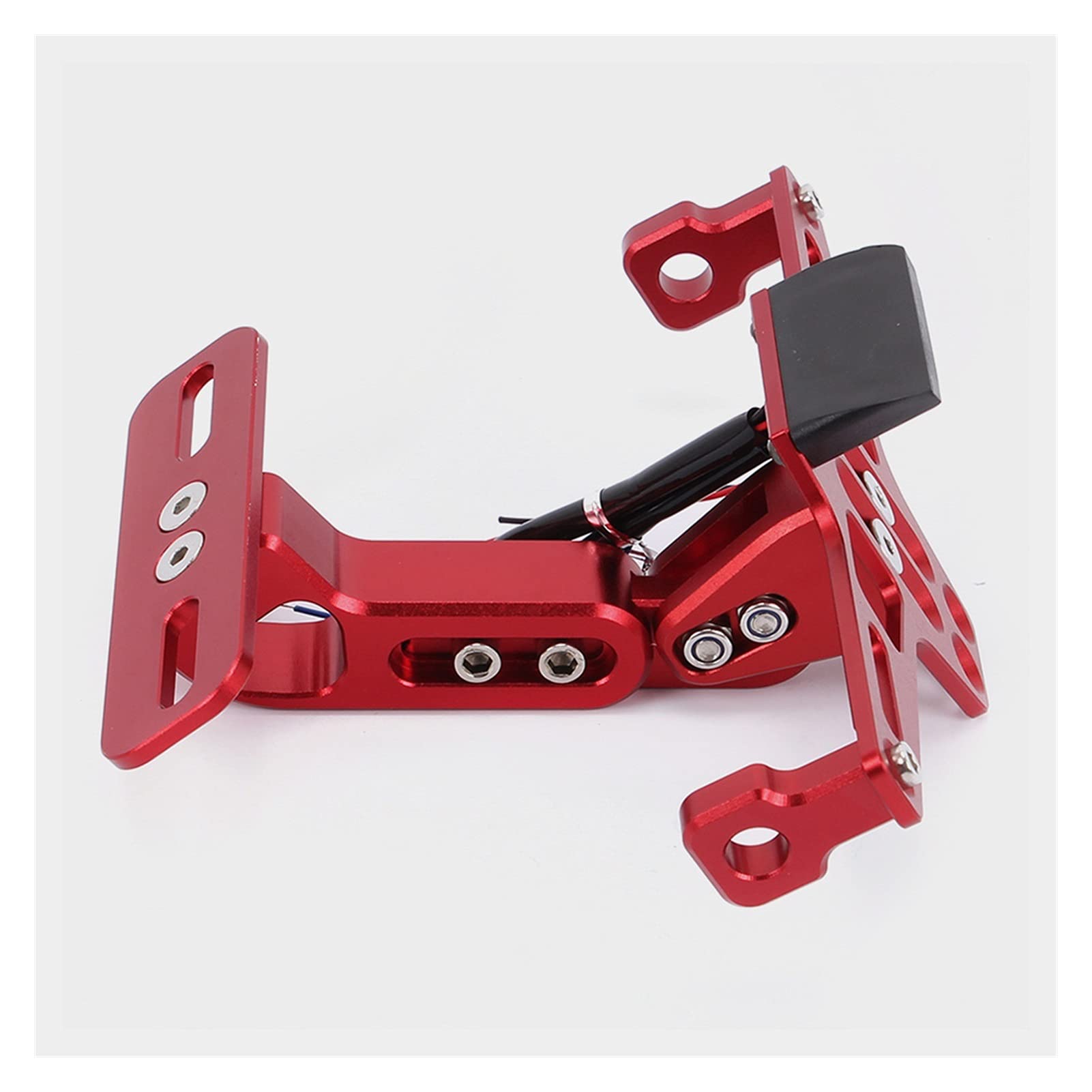 Kennzeichenhalter Motorrad,Nummernschildhalter Mot Universal-CNC-Aluminium-Motorrad-hinterer Kennzeichenhalterhalter mit weißem Licht(Red) von ZSXPBZL