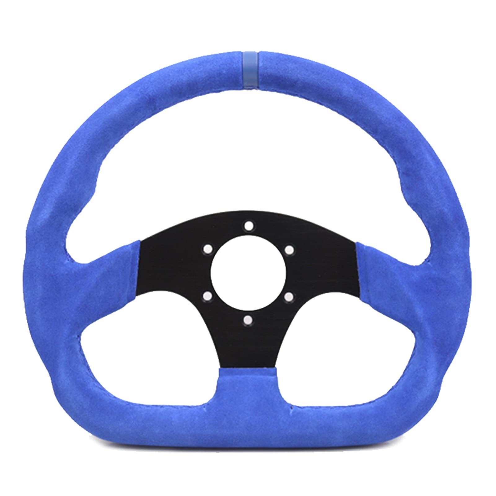 Sportlenkrad,Drifting Steering Wheel,Lenkrad 13Inch 330mm Lenkrad rot/blau Wildleder Lenkrad Wohnung Rennspiel Lenkrad mit einem Horn(DBLMSBL) von ZSXPBZL