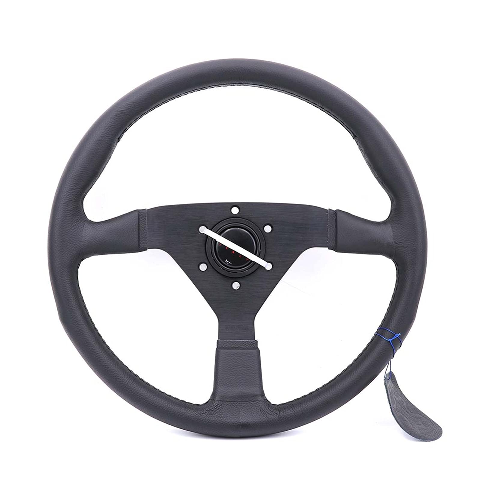 Sportlenkrad,Drifting Steering Wheel,Lenkrad 14 Zoll / 350mm Schwarz Echtes Leder Drift Sport Lenkräder mit schwarzer Nähte von ZSXPBZL