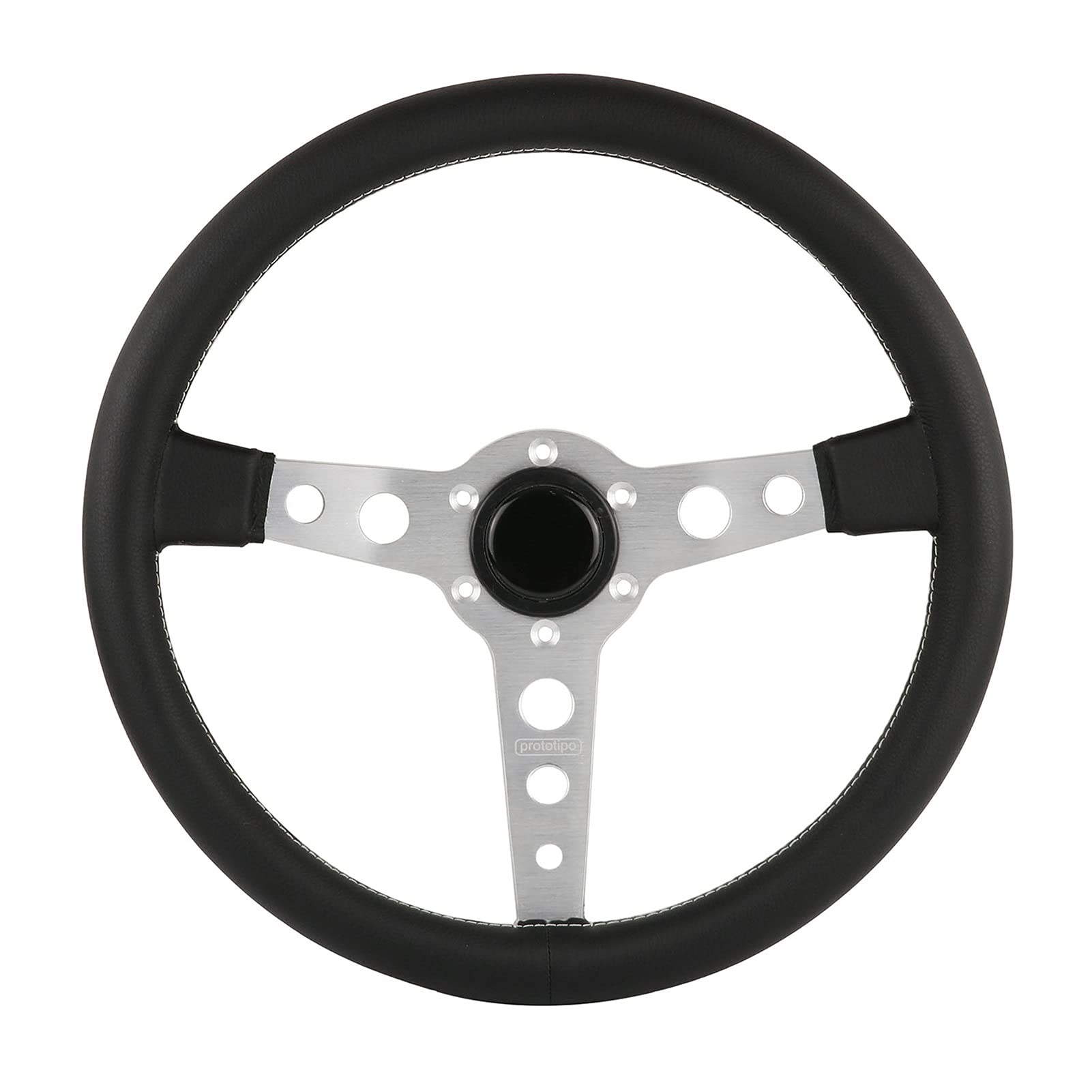 Sportlenkrad,Drifting Steering Wheel,Lenkrad 350mm schwarz/silberes echtes leder lenkrad(Silver) von ZSXPBZL